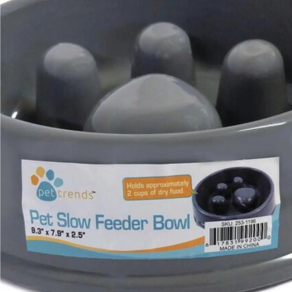 🎉HP🎉 3/$15 NEW 9” Slow Feeder Dog Bowl 2 Cup Capacity GRAY, 1 Bowl